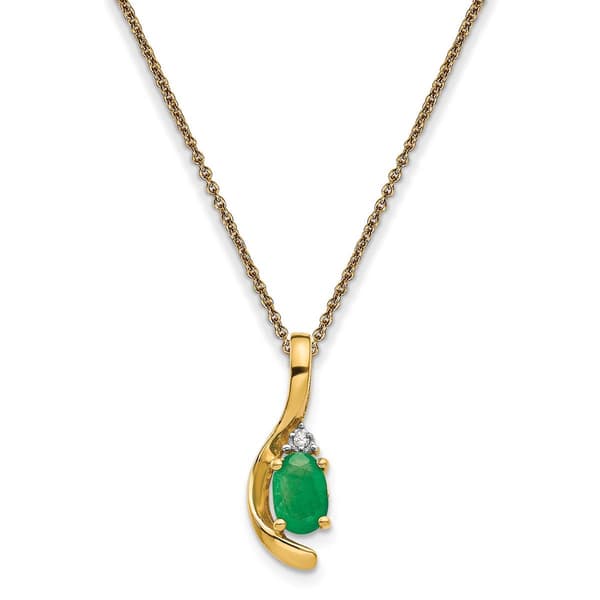 Gemstone Classics&#40;tm&#41; 14kt. Yellow Gold Green Emerald Necklace - image 