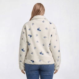 Plus Size Architect® Long Sleeve Zip Neck Floral Sherpa Sweater
