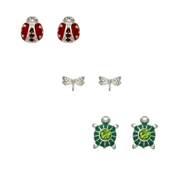 Freedom Butterfly Lady Bug & Turtle Earrings Set - image 