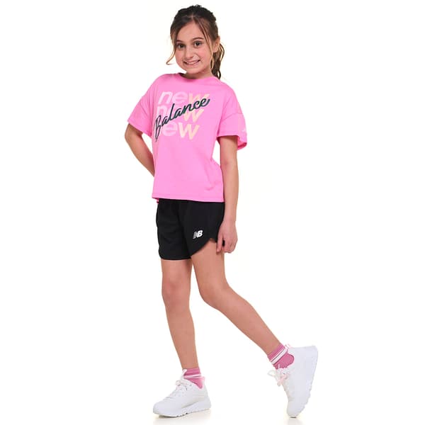 Girls (7-12) New Balance Oversized Shimmer Tee & Woven Shorts Set