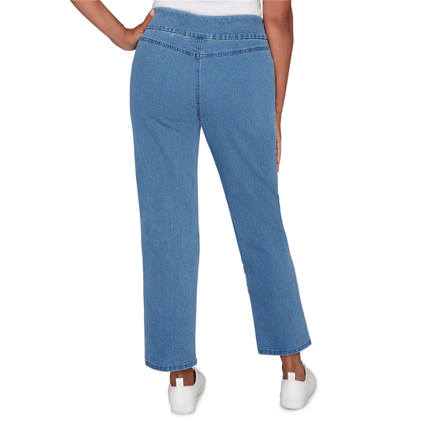 Petite Alfred Dunner Hilton Head Floral Applique Denim Pants