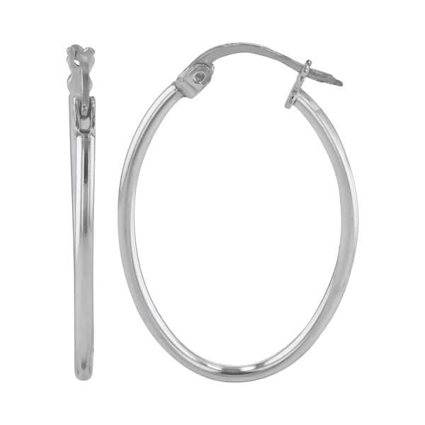 Sterling Silver Polished Hoop Earrings - image 