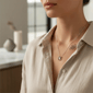 Saffron Sterling Silver Moon & Star Inspired Moissanite Necklace - image 4