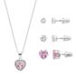 Danecraft Pink Heart Stone Pendant & 3pc. Earrings Set - image 1
