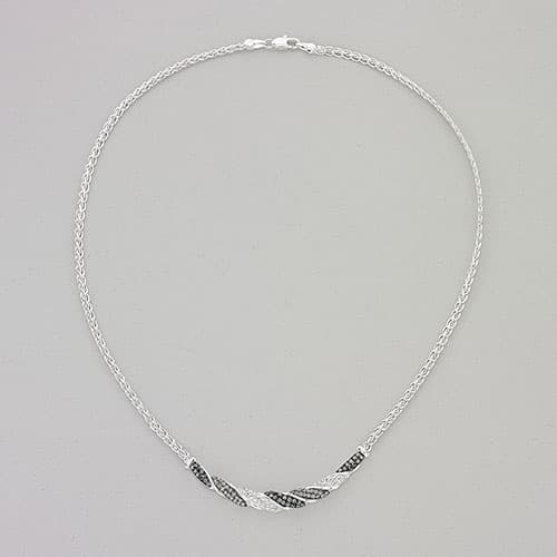 Silver Plated Brass Shades of Black Crystal Necklace - image 