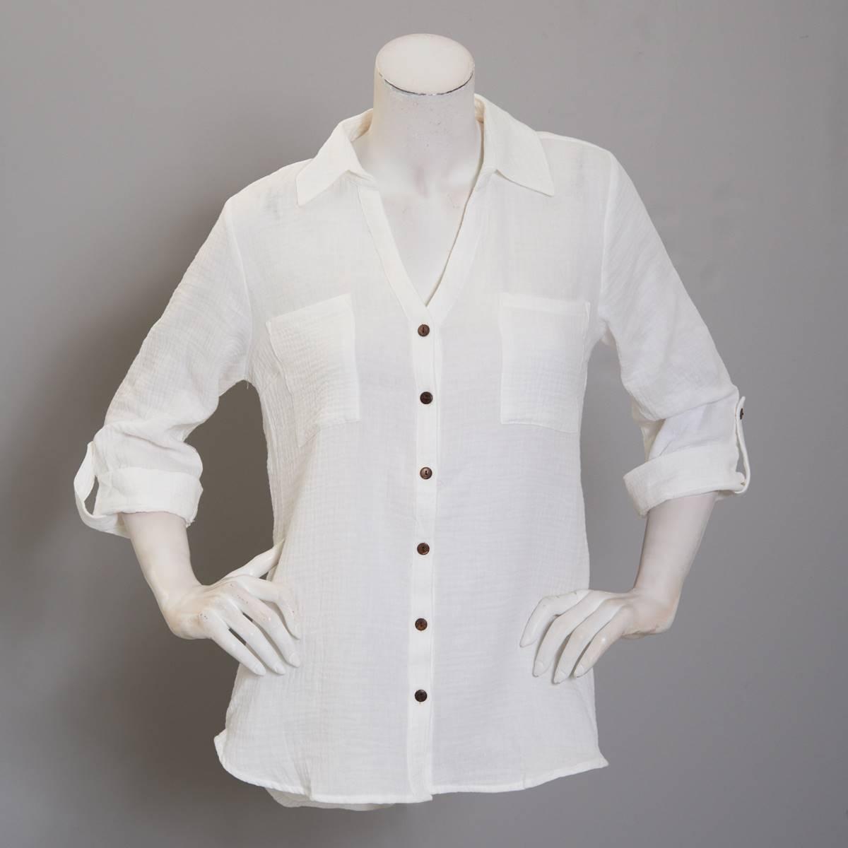 Juniors A. Byer Button Front Portofino Blouse