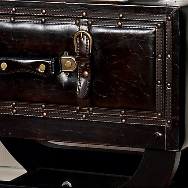9th & Pike&#174; Wood and Faux Leather Traditional Accent Table