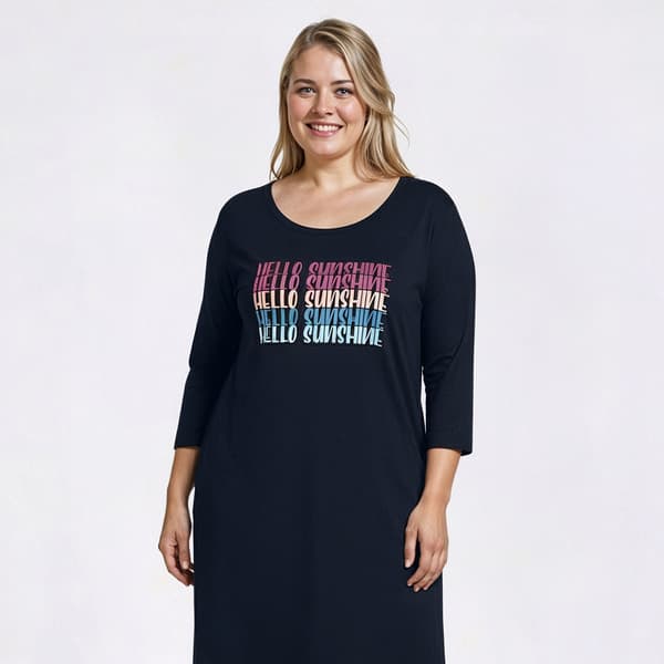 Plus Size Goodnight Kiss 3/4 Sleeve Hello Sunshine Nightshirt