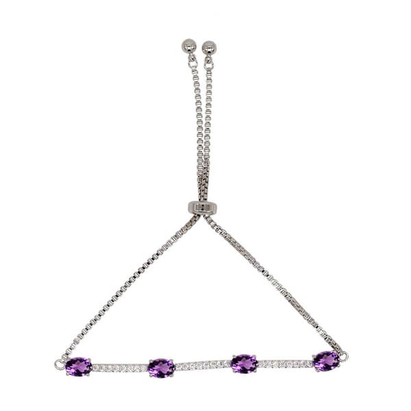 Gianni Argento Silver Plated Amethyst Adjustable Bracelet - image 