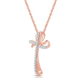 Nova Star® Lab Grown Diamond Two-tone Twist Cross Pendant