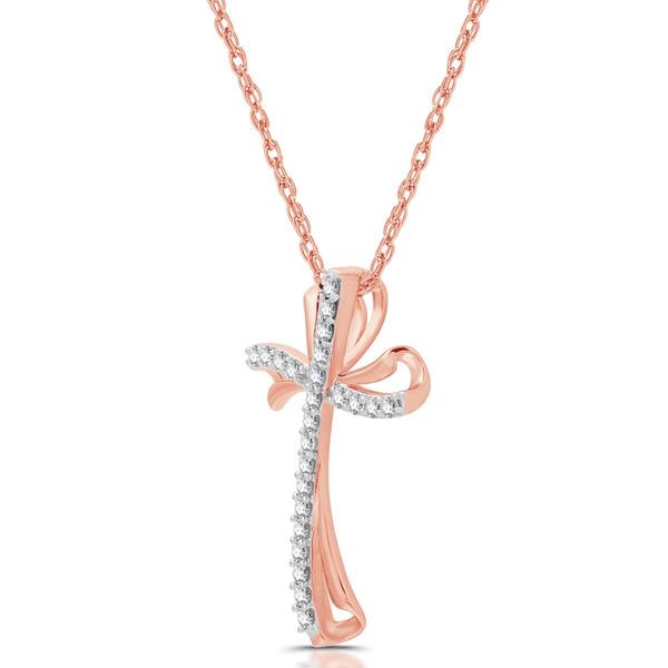 Nova Star® Lab Grown Diamond Two-tone Twist Cross Pendant