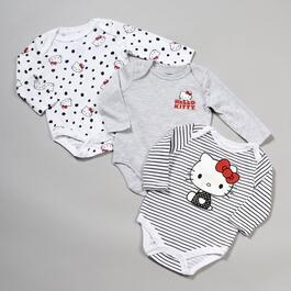 Baby Girl &#40;NB-9M&#41; Hello Kitty&#40;R&#41; 3pk. Long Sleeve Bodysuits