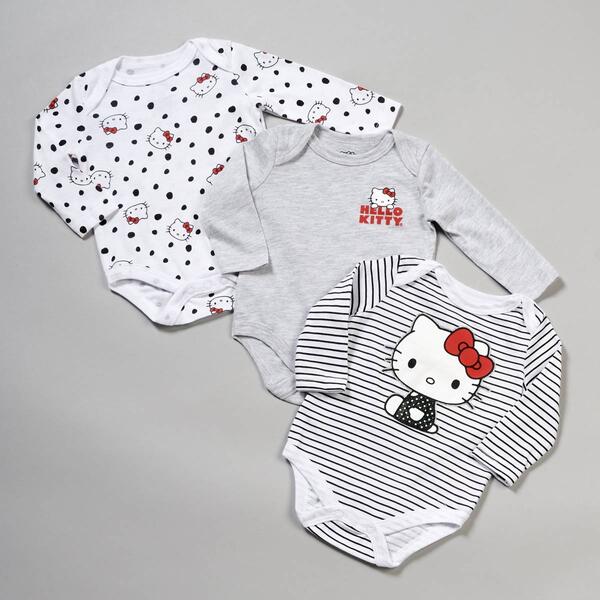 Baby Girl &#40;NB-9M&#41; Hello Kitty&#40;R&#41; 3pk. Long Sleeve Bodysuits - image 