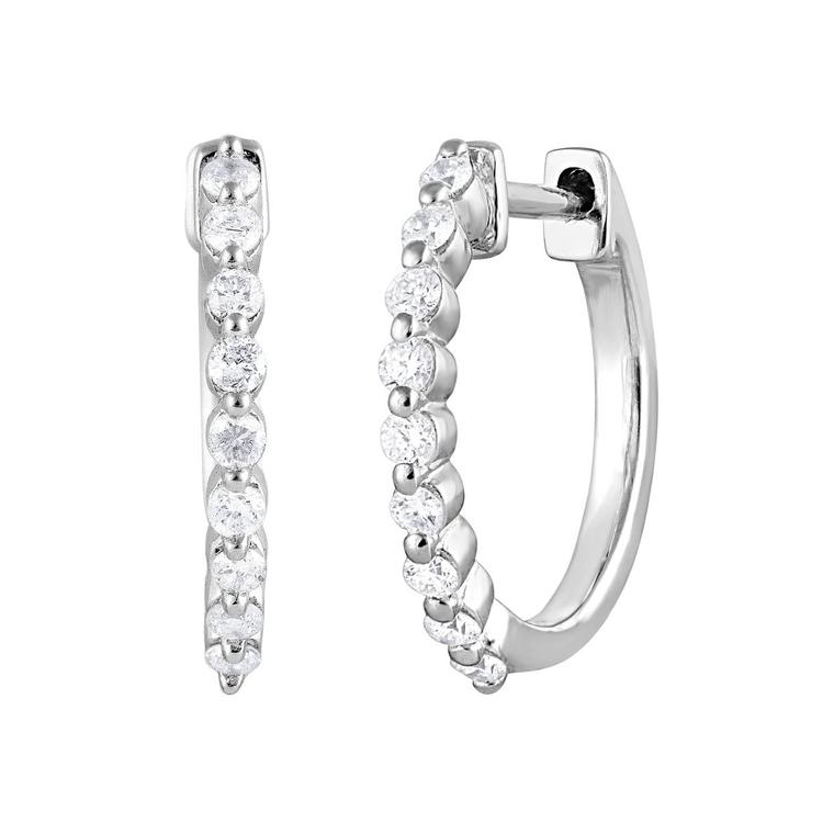 Nova Star® Sterling Silver Lab Grown Diamond Hoop Earrings