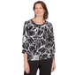 Womens Alfred Dunner Classics Floral Linework Side Tie Blouse - image 1