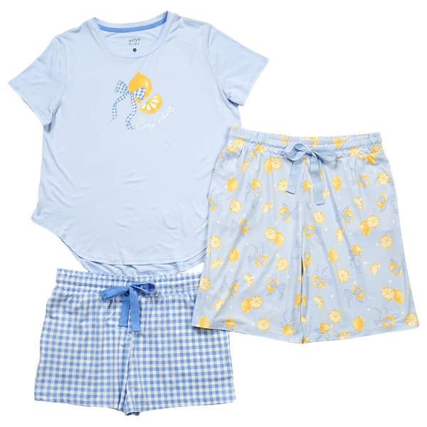 Womens Jaclyn  3pc Short Sleeve Citrus Short Pajama Set - image 