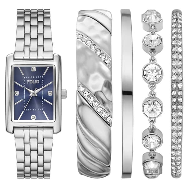 Womens Folio Silver-Tone Watch/Bracelet Set - FMDFL2082