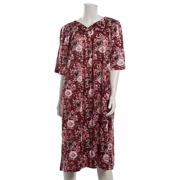 Plus Size Casual Time Short Sleeve Roses Caftan Nightgown - image 