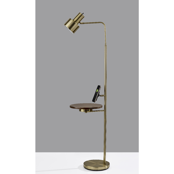 Adesso Joel Wireless Charging Task Floor Lamp with Metal Shade