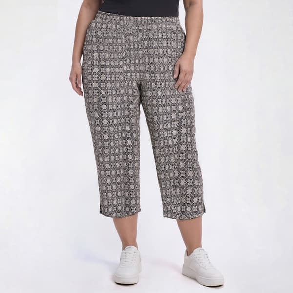 Plus Size Emily Daniels Pull On Geometric Capris with Side Slits