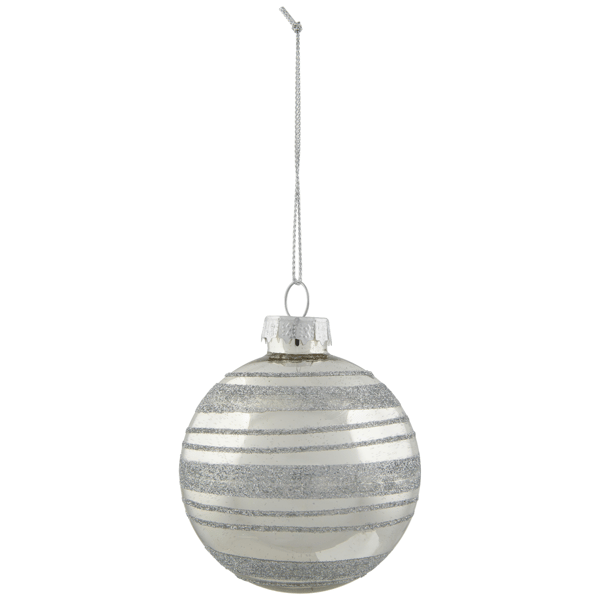 Northlight 4ct. Silver Stripes Christmas Shiny Glass Ornaments