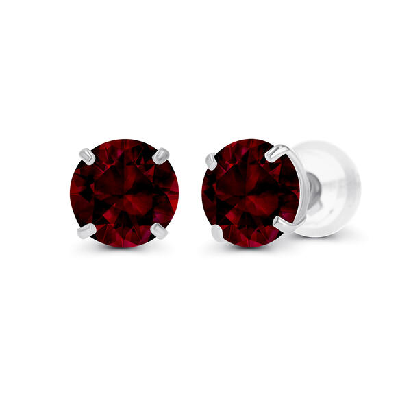 Gemstone Classics&#40;tm&#41; 14kt. White Gold Garnet Stud Earrings - image 