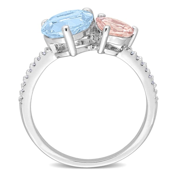 Gemstones Classics™  Sky Blue Topaz & Morganite Toi et Moi Ring