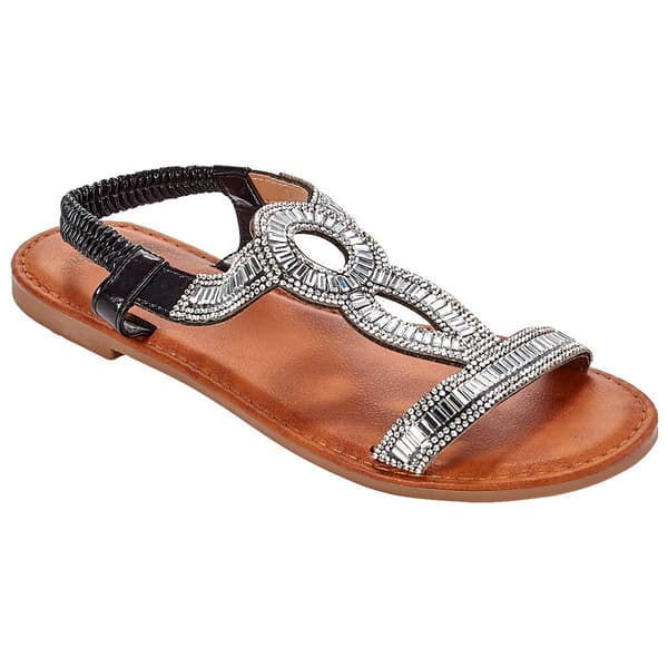 Womens Ella & Joy Rhinestone T-Strap Sandals - image 