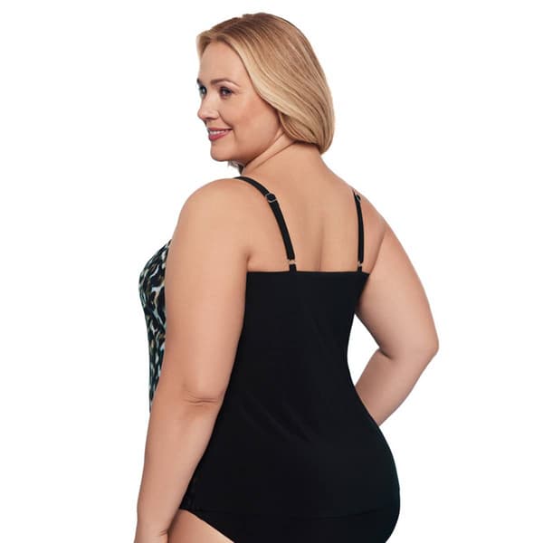 Plus Size TrimShaper Leopard Mist Hank Tankini Swim Top