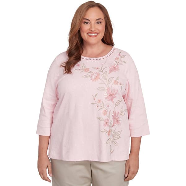 Plus Size Alfred Dunner Coming Up Roses Asymmetric Floral Top
