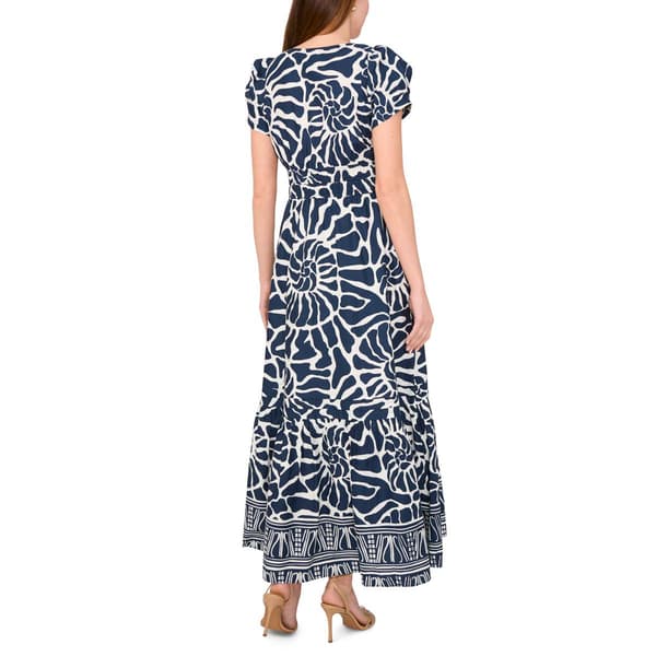 Womens MSK Short Sleeve Split Neck Smock Waist Maxi Dress
