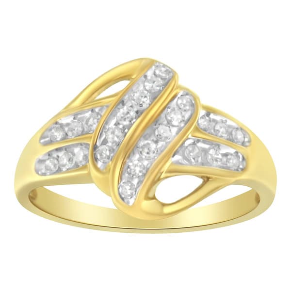 Loveblooms(tm) Yellow Gold 1/4ctw. Diamond Bypass Ring - image 