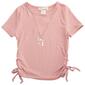 Girls &#40;7-12&#41; Dream Girl Ribbed Side Cinch Bow Necklace Tee - image 1