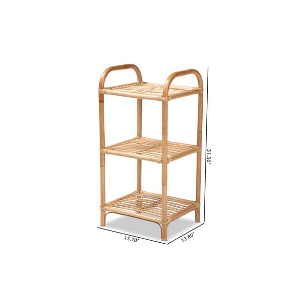 Baxton Studio Barras Modern Bohemian Rattan 3-Tier Display Shelf
