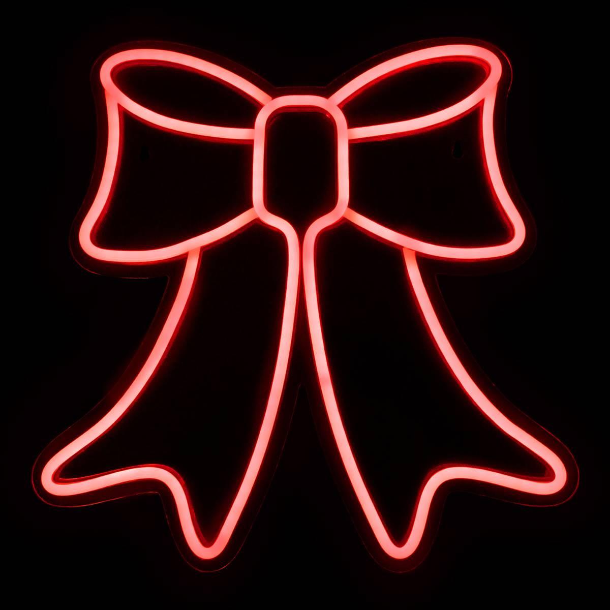 Open Video Modal for Northlight Seasonal 15in. LED Neon Bow Christmas Window Decor