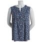 Petite Napa Valley Sleeveless Floral Pleated Knit Henley Top - image 1