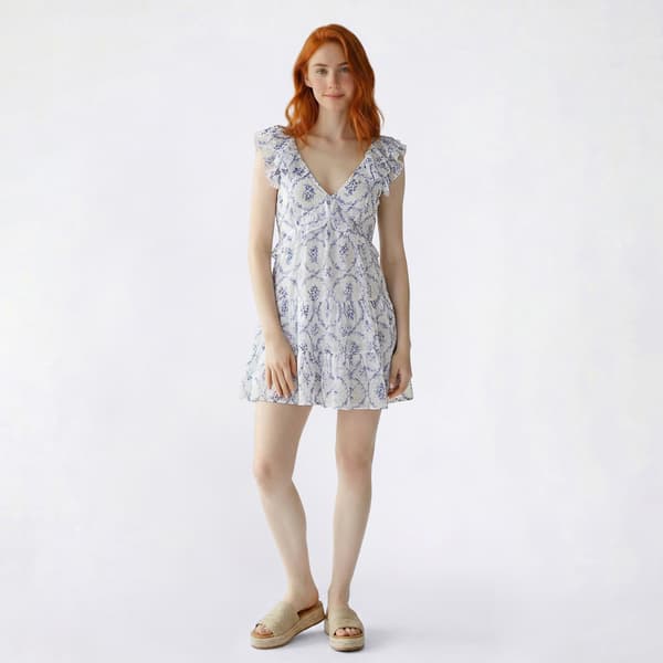 Juniors Trixxi Clip Dot Flutter Sleeve Ruffle Waist Skater Dress