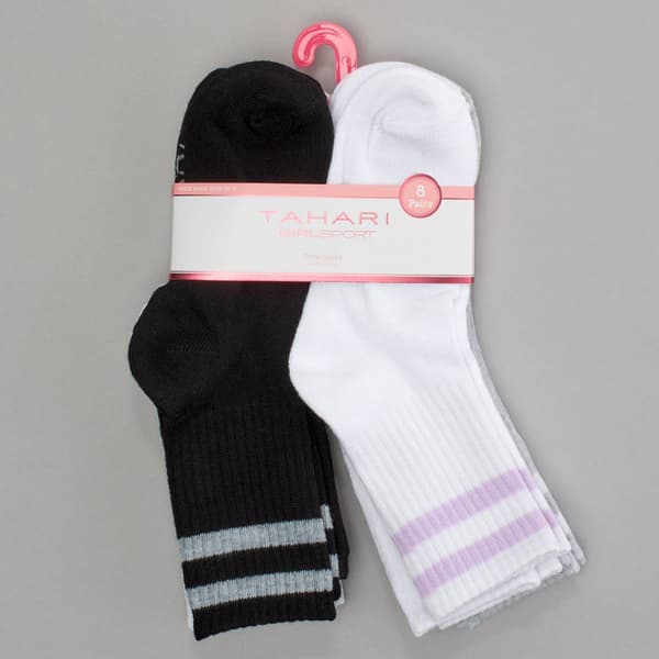Girls Tahari Sport 8pk. Varsity Stripe Crew Socks - image 