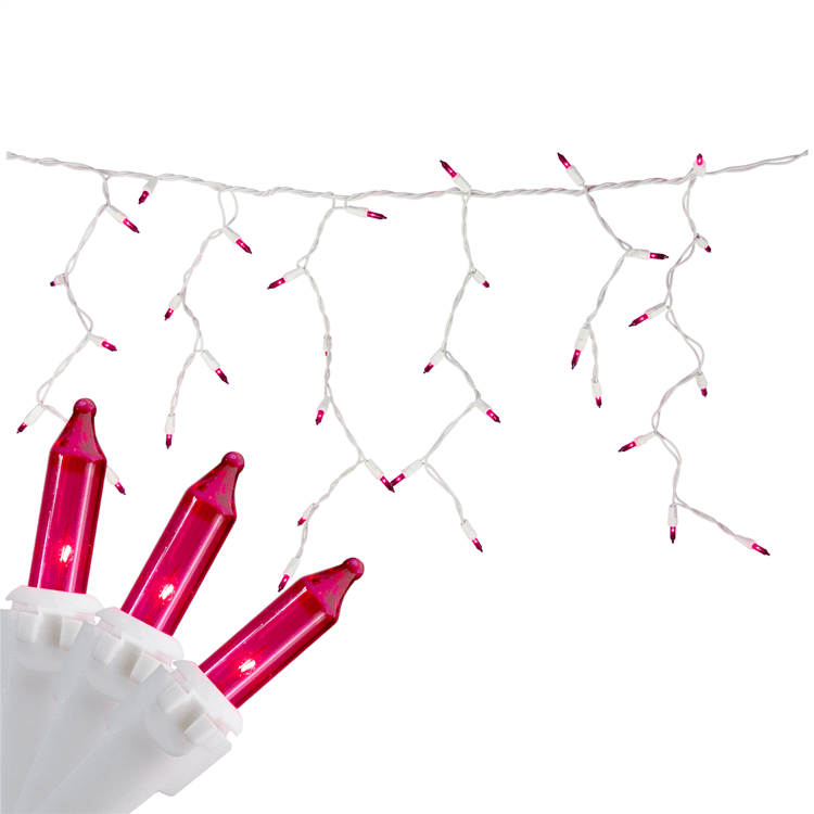 Brite Star 7.75ft. Mini Pink Icicle 100ct. Christmas Lights