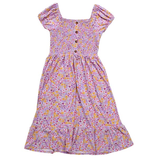 Girls (7-16) Jolie & Joy Short Sleeve Cowboy Ditsy Smocked Dress