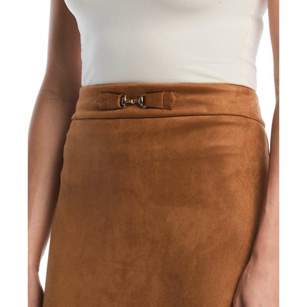 Petite Rafaella® Novelty Belt Suede Midi Skirt