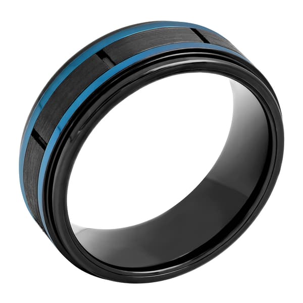 Mens Gentlemens Classics™ Blue IP & Brick Design Wedding Band