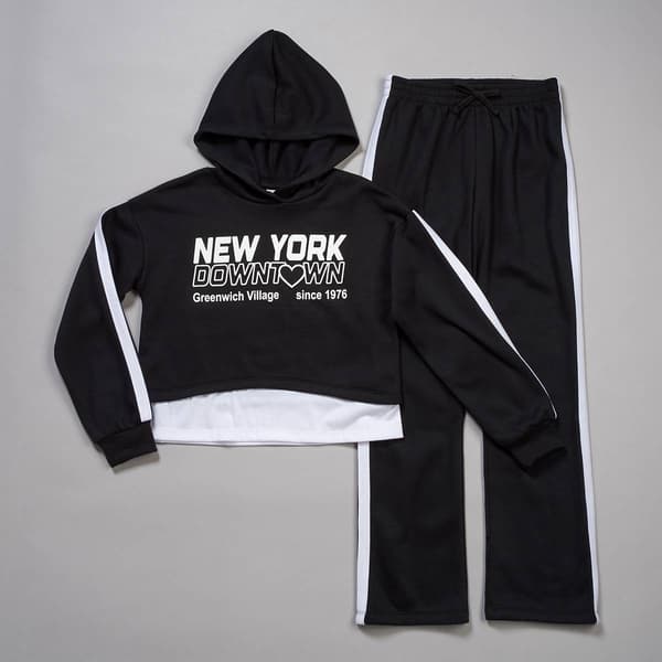 Girls (7-16) Sweet Butterfly® NYC Faux Layer Hoodie & Flare Pants