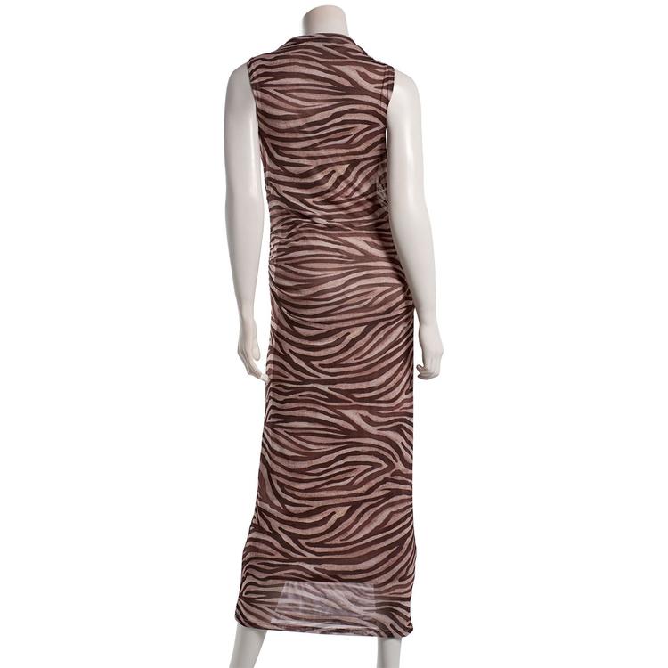 Juniors Madden Girl Zebra Mesh Funnel Neck Maxi Dress