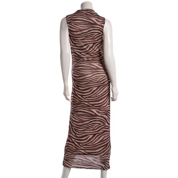 Juniors Madden Girl Zebra Mesh Funnel Neck Maxi Dress
