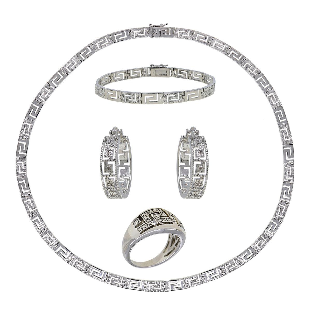 Gianni Argento 4pc. 1/4ctw. Greek Key Necklace Set