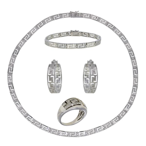 Gianni Argento 4pc. 1/4ctw. Greek Key Necklace Set - image 