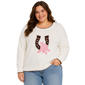 Juniors Plus No Comment Whipstitch Horseshoe & Rose Sweater - image 1