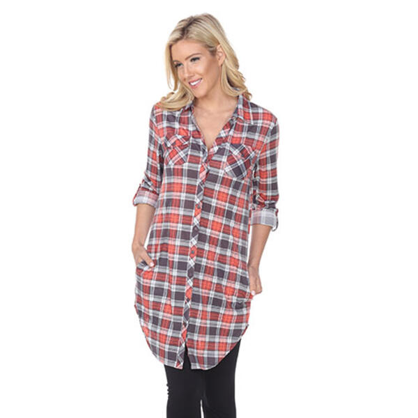 Womens White Mark Piper Stretch Plaid Tunic - image 