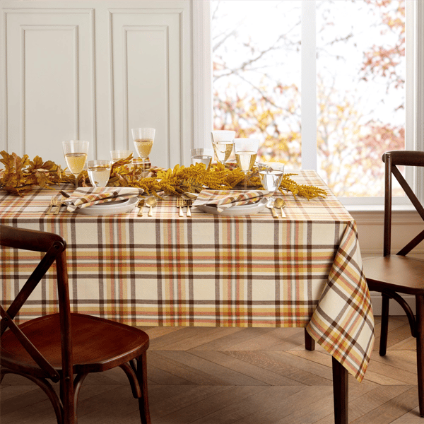 Threadmade Rus- Set Harvest Woven Plaid Tablecloth
